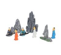 Kisangel 9Pcs Miniature Resin Chinese Elder Figurines with Piano Player for Bonsai Landscaping Sandstone Zen Statues Home Decor Micro Landscape Accessories for Fish Tank and Zen Garden