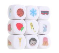 Kisangel 9pcs Storytelling Cubes Game Dice for Language Expression and Creative Play Educational with Vibrant Illustrated Teaching Dice in Bag Enhances Logical Thinking and Imagination