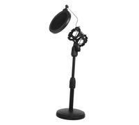 Kisangel Adjustable Desktop Microphone Stand with Detachable Clip and Double Filter Black Microphone Holder for Meetings Broadcasting Podcasting Lectures and Online Recording