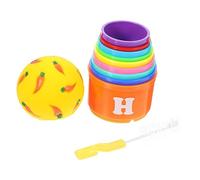 Kisangel Adjustable Rabbit Food Hiding Cups with Cleaning Brush Kit Stackable Plastic Bunny for Boredom Relief and Treat Holding Rainbow Colors for Indoor and Outdoor Use