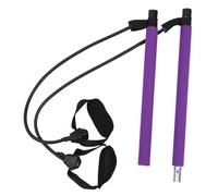 Kisangel Adjustable Resistance Pilates Bar with Bands Compact Fitness Gym Stick for Yoga Home Workout Women Purple