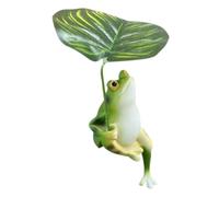 Kisangel Adorable Leaf Frog Garden Statue Resin Figurine for Indoor Outdoor Decor Unique Micro Landscape Sculpture for Patio Balcony Table Decoration
