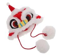 Kisangel Adorable Lion Dance Pet Hat Cozy Warm Festival Costume Cap for Dogs and Cats Unique Charming Headwear for Birthdays Weddings Christmas and Daily Wear