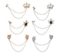 Kisangel Alloy Material 6pcs Crown and Dragon Head Cardigan Fastener Clips Featuring Gentlemanly Style for Work and Business Use