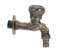 Kisangel Antifreeze Vintage Wall Mounted Brass Spigot Tap Head with Dragon Handle Single Hole Outdoor Faucet for Garden Mop Pool Bathroom Basin Space-Saving Design