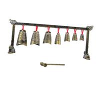 Kisangel Antique Brass Chinese Chimes Ornament Single Layer Metal Chime Decoration Vintage Ancient Musical Instrument Desktop Percussion Décor