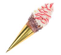 Kisangel Artificial Ice Cream Cone Prop for Dessert Shop Decoration, Lifelike Fake Ice Cream Model with Stripe, Coffee Bar Display Accessory for Visual Merchandising