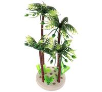 Kisangel Artificial Mini Palm Tree Aquarium Decoration, Faux Tropical Fish Tank Plants with 4 Palm Trees, Plastic Aquarium Accessories for Aquatic Landscape and Fish Tank Ornament