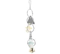 Kisangel Assorted Colour Acrylic Parrot Mirror with Reflective Surface and Bell, Hanging Bird Cage Accessory to Stimulate Curiosity for Parrots Random Color