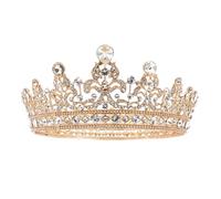 Kisangel Baroque Rhinestone Tiara Wedding Crown for Women Lightweight Alloy Crystal Hair Accessory Easy to Fix on Head for Wedding Party