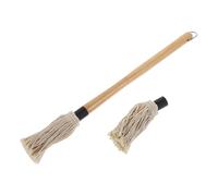 Kisangel BBQ Oil Brush with Wooden Handle Replaceable Cotton Basting Mop for Barbecue and Kitchen Use Thick Durable Pastry and Meat Mop Brush Easy to Clean and Even Liquid Spread