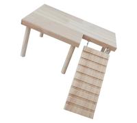 Kisangel Beige Wood Hamster Platform Ladder Bite-resistant Pet Playground Encourages Pet Exercises Small Animal Cage Decor