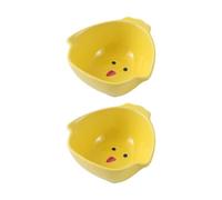 Kisangel Bird Feeding Bowls Larger Capacity Chicken Design Ceramic 2pcs Yellow Washable Pet Bird Feeders Convenient for Daily Feeding Use and Cage Placement for Canary and Budgerigar