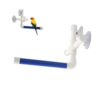 Kisangel Bird Shower Stand Holder Parrot Perch for Shower Bird Perches 3 Heavy Duty Suction Cups Pet Bath Stand Toy Window Stand for Finches Canaries