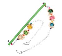 Kisangel Bird Swing Toy Interactive Parrot Swing for Parakeets Wooden Bird Perch Stand Green Bamboo Swing Bird Plaything