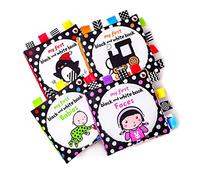 Kisangel Black and White Cloth Book for Babies Early Educational Toy Tear-Resistant Sensory Book Tags for Newborn Visual Stimulation and Cognition Development