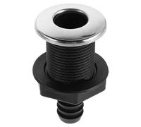 Kisangel Black Nylon Boat Drain Scupper with Stainless Steel Cover Corrosion-resistant Skin Fitting Straight Thru Hull Outlet for Yacht Deck Hose Connector