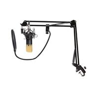 Kisangel Bm Condenser Microphone Kit with Mount and Filter for Studio Broadcasting and Recording Black Gold Wide Frequency Response Noise Reduction for Vocals and Instruments