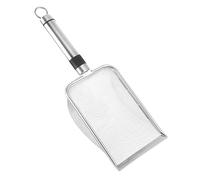 Kisangel Box Stainless Steel Sand Sand Sifter for The Beach Sand Sieve Tortoise Handle Cave Steel Fine Mesh Gerbil Sand Rake Garden Sand Poop Scooper Portable Sand Sifters Silver