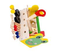 Kisangel Boy Girl's Wooden Cartoon Tool Box Multi-function Educational Playset for Boys and Girls Eco-friendly Solid Promotes Social Skills and Intellectual Development