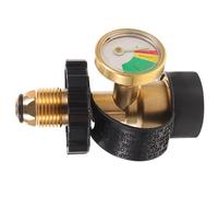Kisangel Brass Gas Tank Adapter with Pressure Gauge Stable Converter for Outdoor Camping Bbq Picnic Stove Burner Accessory Fuel Tank Level