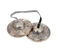 Kisangel Brass Yoga Meditation Bell Tibetan Embossed Percussion Instrument Small Cymbals Bell for Meditation Yoga