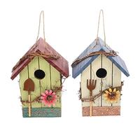 Kisangel Breeding Box for Birds Lightweight Portable Garden Wood Bird House Decorative Bird House Feeder