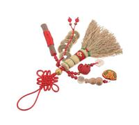 Kisangel Broom Pendant for Newborns Bedside Crib Keepsake Lucky Coin Protection Charm Vintage Decor Evil Spirits Broom Safe Sleeping Amulet