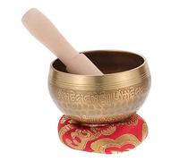 Kisangel Buddhist Meditation Sound Bowl Set 6-Word Chant Singing Bowl with Wooden Stick for Yoga and Mindfulness for Stress Relief and Healing Random Color