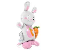Kisangel Bunny Stable Base Design Inflation and Easy White Aluminum 4pcs Cute Balloon Easter Decorations Decor with Foil Rabbit Shaped Balloon for Party Shower