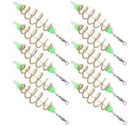 Kisangel Carp Feeder Bait Holder 10Pcs with Inline Fishing Hooks and Glow Beads Spring Bait Cage for Nighttime Carp Fishing