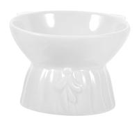 Kisangel Ceramic Elevated Cat Bowl with Raised Feet for Neck Comfort Anti-spill Food Dish Microwave and Dishwasher Safe Floor Feeding Station for Daily Use