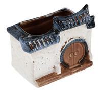 Kisangel Ceramic House Shaped Flowerpot Planter for Succulents and Small Plants, Decorative Mini Plant Basin for Indoor Gardening and Home Decor, Creative Pottery Garden Container