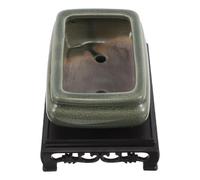 Kisangel Ceramic Water Planter Pot Small Bonsai Lotus Bowl with Base for Succulents Indoor Balcony and Orchid Flower Pots