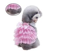 Kisangel Charming Pink Pet Dog Tutu Dress with Lace Bowknot Cozy Multilayer Outfit for Dogs and Cats for Special Occasions and Outdoor Activities S