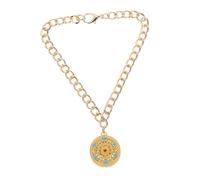 Kisangel Chinese Metal Pet Necklace Longevity Lock Charm Durable Collar for Cats and Dogs Luck Feng Shui Pendant Stylish Minimalist Pet Jewelry for Year Blessings