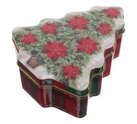 Kisangel Christmas Tree Shaped Iron Tin Box for Cookies and Candy Storage with Lid, Decorative Christmas Goodie Box for Holiday Parties and Festive Treat Organisation