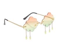 Kisangel Cloud Shaped Rimless Sunglasses for Women Teens, Chic and Stylish PC Material with Tassel Design, Guard Eyes from Sunlight, for Halloween Party or Street Shot