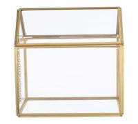Kisangel Creative Glass House Terrarium Planter, Geometric Miniature Greenhouse Display Box with Gold Frame, Small Indoor Air Plant and Moss Container for Home Garden Office Decor