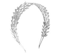 Kisangel Creative Silver Alloy Leaf Headband for Brides and Friends, Metal Bridal Hair Accessory with Wide Band, for Photo Shoots and Carnival Cosplay Headdress
