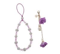 Kisangel Crystal Purple Flower Phone Pendant Charm with Detachable Design Multi-purpose Handcraft Accessory for Cellphone Id Card Camera and Music Player Comfortable Hanging Mobile Strap