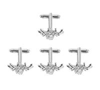 Kisangel Cufflinks Stable Fit Preventing Shifting Silver French Design 2 Pairs with Rhinestone Spider Motif, Alloy Material for French Cuff Shirts and Suit Shirts for Evening Settings