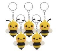Kisangel Cute Cartoon Bee Keyring Set Lightweight 5pcs with Pvc and Metal Material Bee-shaped Keychains and Easy to Carry Backpack Decoration for Bee-themed Party Favors