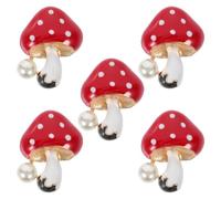 Kisangel Cute Mushroom Car Air Conditioner Vent Accessories 5pcs Aluminum Alloy Imitation Pearl Vent Charm for Car Decoration