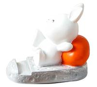 Kisangel Cute Rabbit Smartphone Stand, Hands-free Viewing and Stable Standing, White Synthetic Resin Bunny Phone Holder, Desktop and Tabletop Decoration Accessory