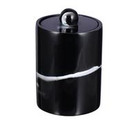 Kisangel Cylindrical Cotton Swabs Holder Resin Canister with Split Cover | Large Capacity, Easy Refill and Cleaning, Simulation Marble Design, Neat Countertop Storage for Vanity