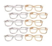 Kisangel Decorative Funny Pins Gold Brooches in Frame round Glasses Style 10pcs Alloy Eyeglasses Shaped Sweater Brooches with Secure Pin and Reliable Grip for Women for Shirt Collar