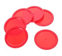 Kisangel Desktop Ice Hockey Puck 6-Pack Red Plastic 51mm Replacement Puck Smooth Slide Competitive Play Game Room Accessories Family Entertainment All Ages