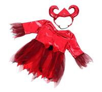 Kisangel Devil Costume Dress with Headband Red Halloween Party Outfit for Performances and Events Easy to Wear and Remove