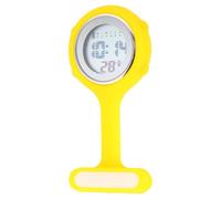 Kisangel Digital Nurse Fob Watch with Date and Alarm Functions, Yellow Silicone and Alloy Material, Luminous Electronic Pocket Watch for Nurses and Doctors in Settings